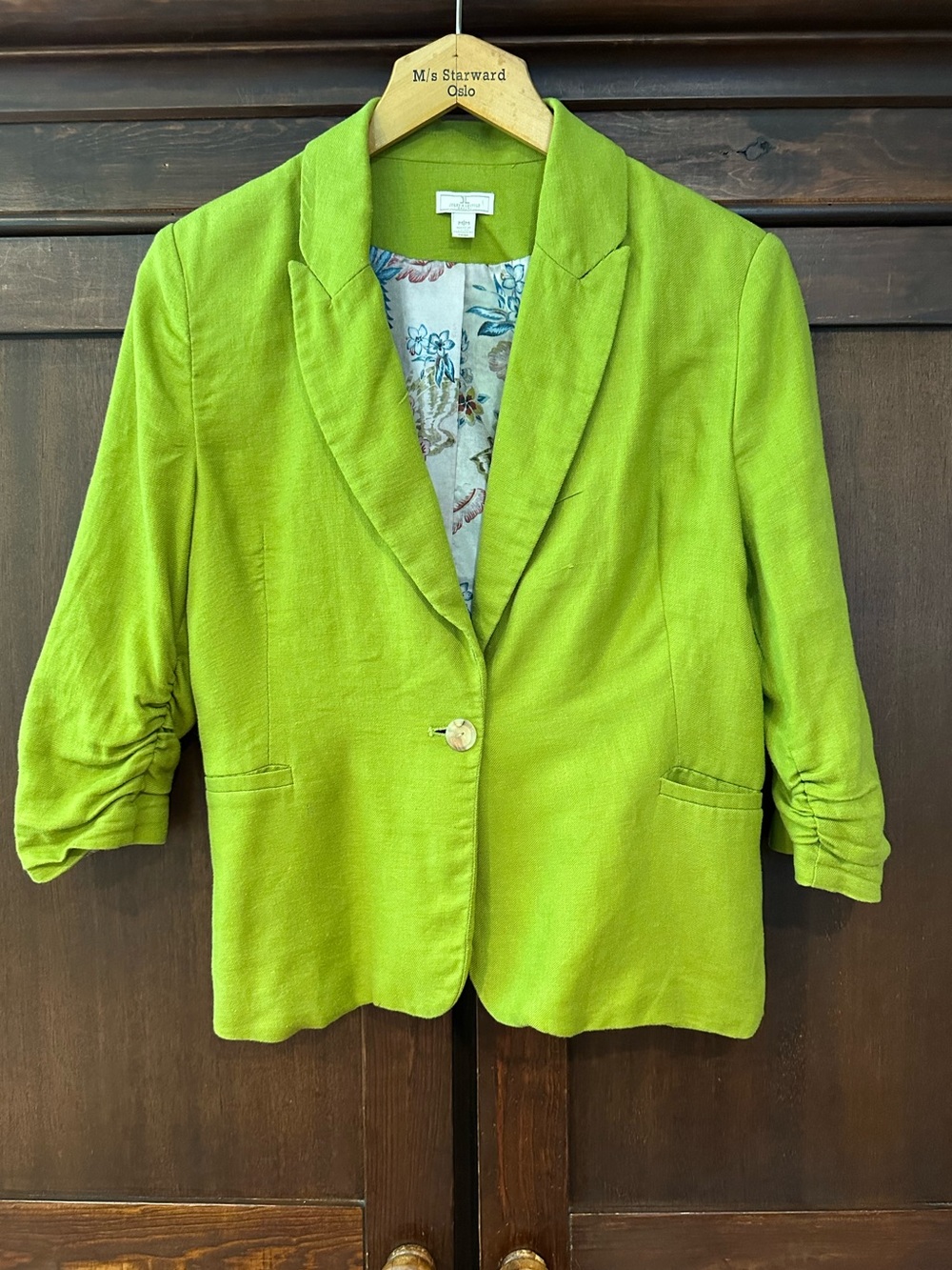 Jules Leopold • women’s linen blend suit blazer • jacket • coat • extra button